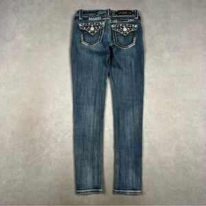 L.A. Idol Blue Skinny Jeans with Embellished Pockets Y2K
